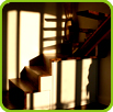 escalier arien, lignes contemporaines et matires(bois-mtal) aspect brut, design industriel
